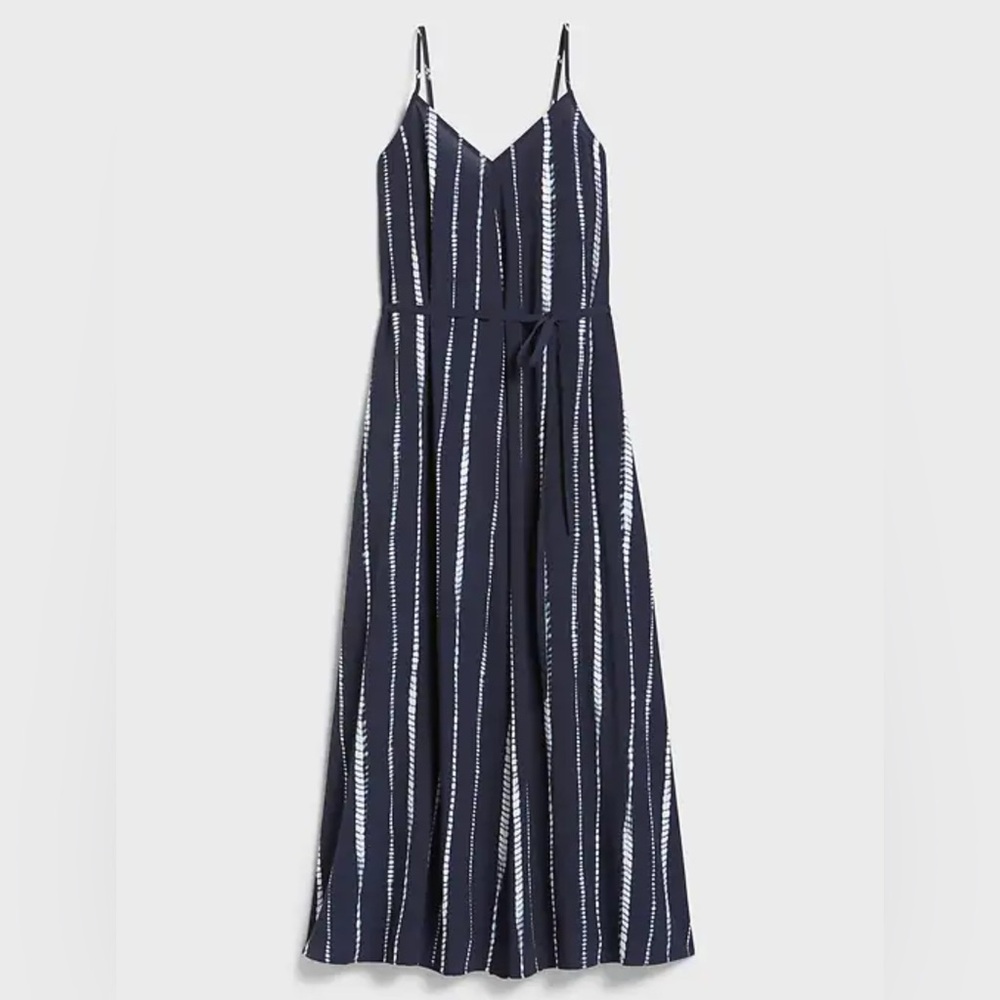 Banana Republic Trapeze Maxi Dress Size Small NWT‎ $120 Blue White Tie Dye Light